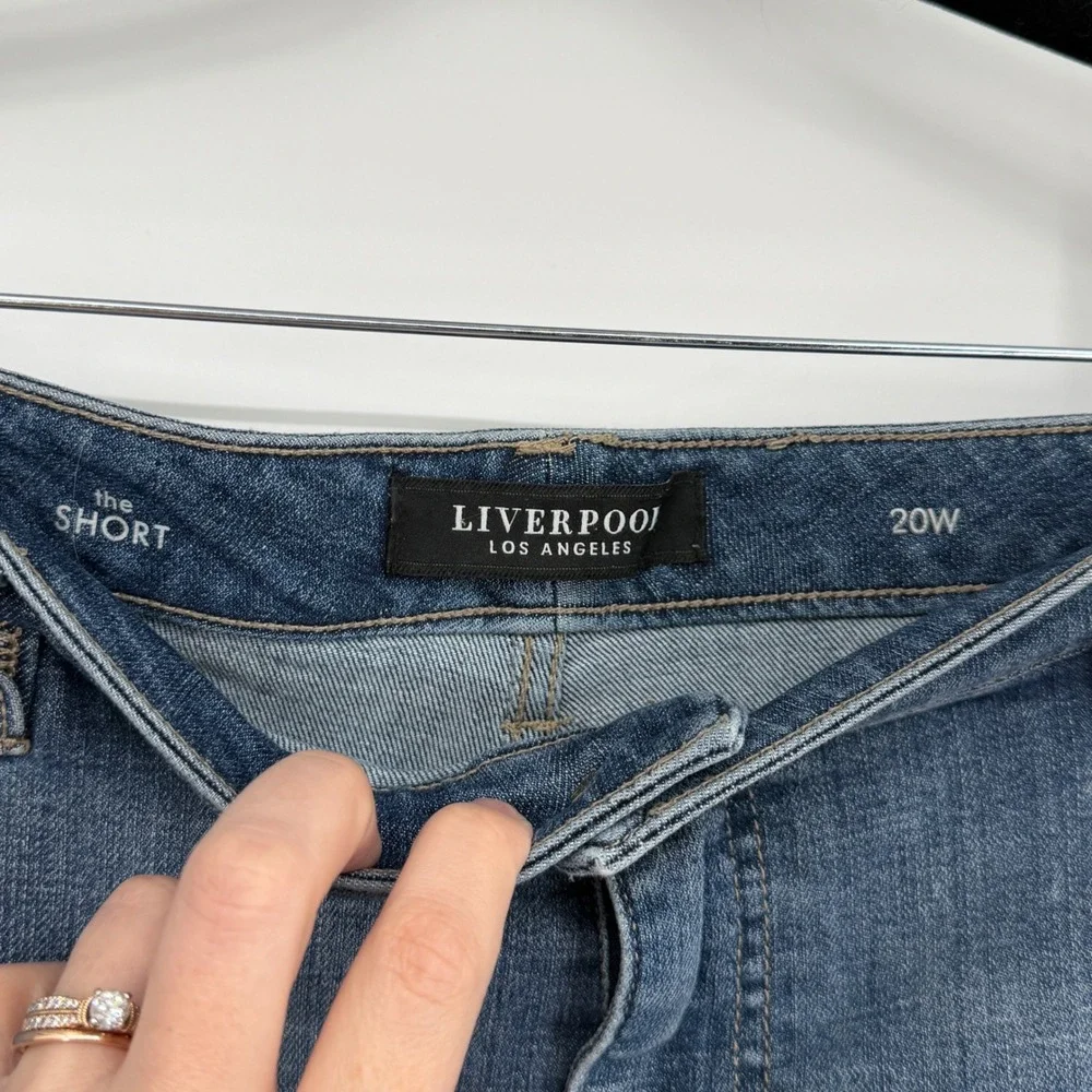 Liverpool The Short Denim‎ Jean Shorts Blue Plus Size 20W High Rise